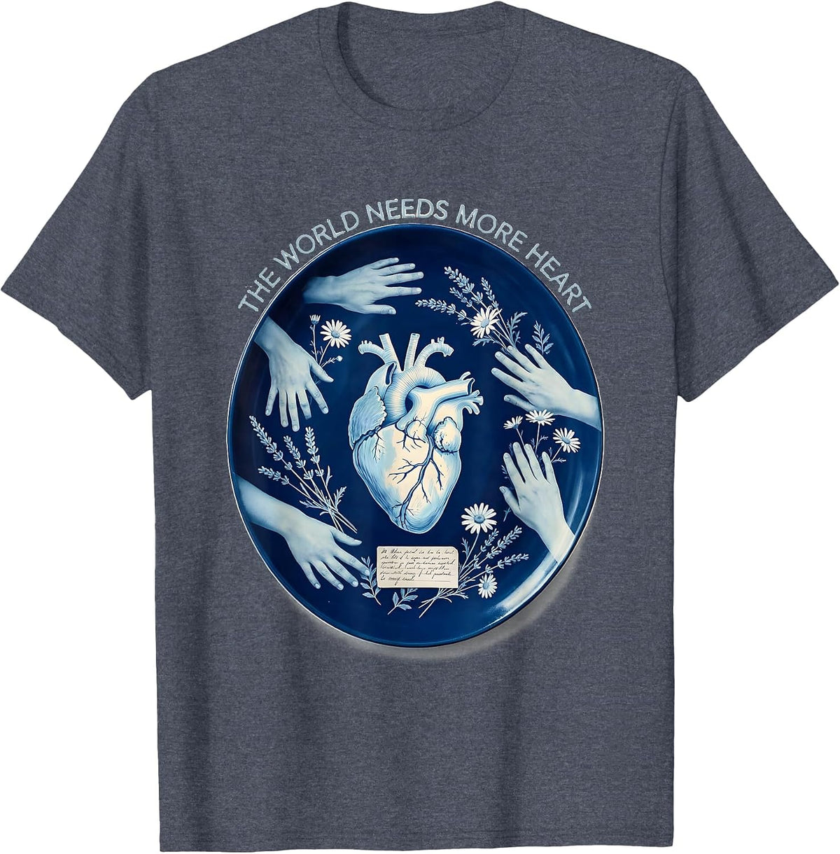 The World Needs More Heart Social Worker Design T-Shirt - Heather Blue