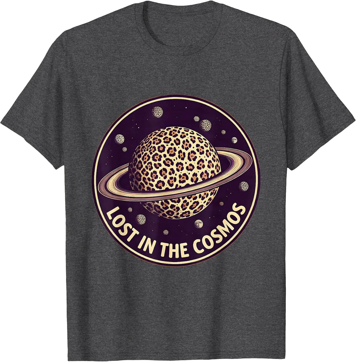 Men's Lost in the Cosmos Galaxy Space Design T-Shirt - Dark Heather Grey