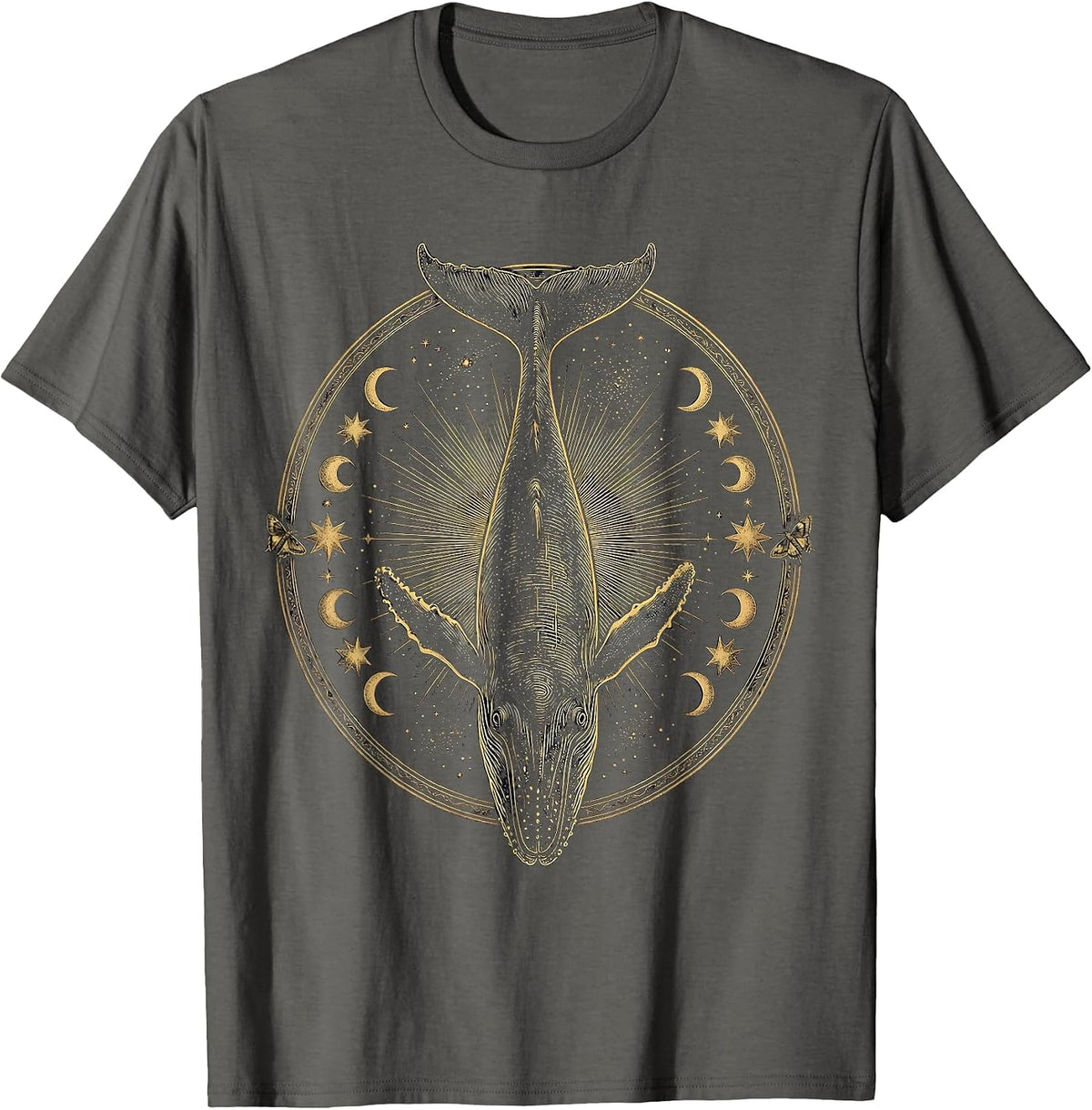Cosmic Whale Swimming Through the Stars T-Shirt - Asphalt Grey