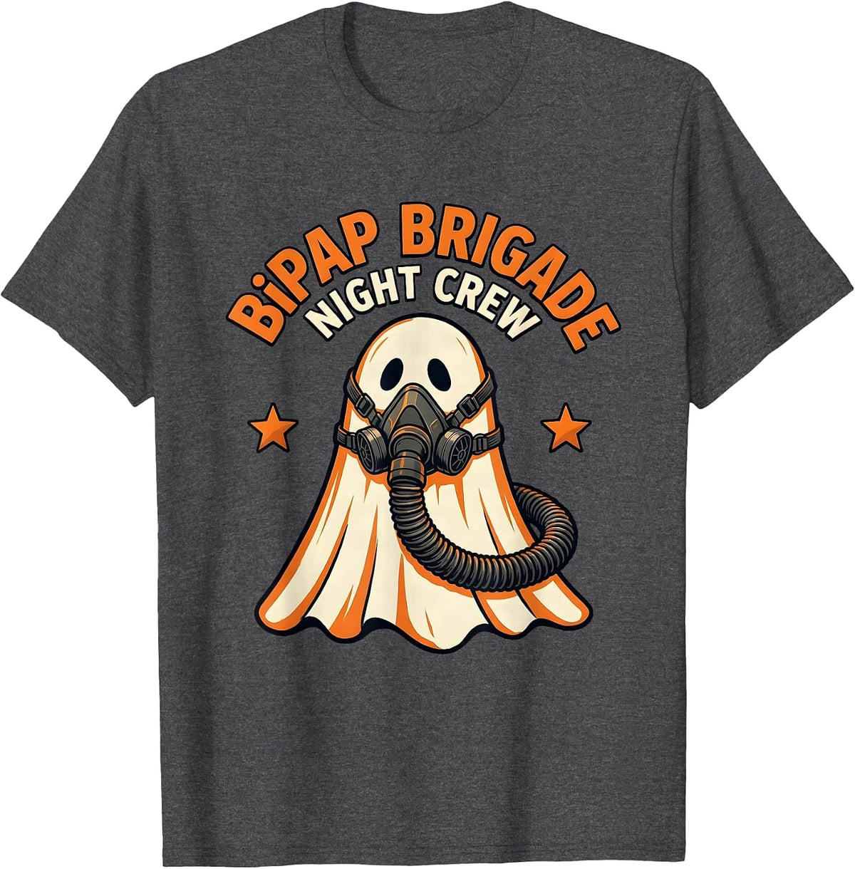 BiPAP Brigade Night Crew Funny Respiratory Therapist T-Shirt - Dark Heather Grey