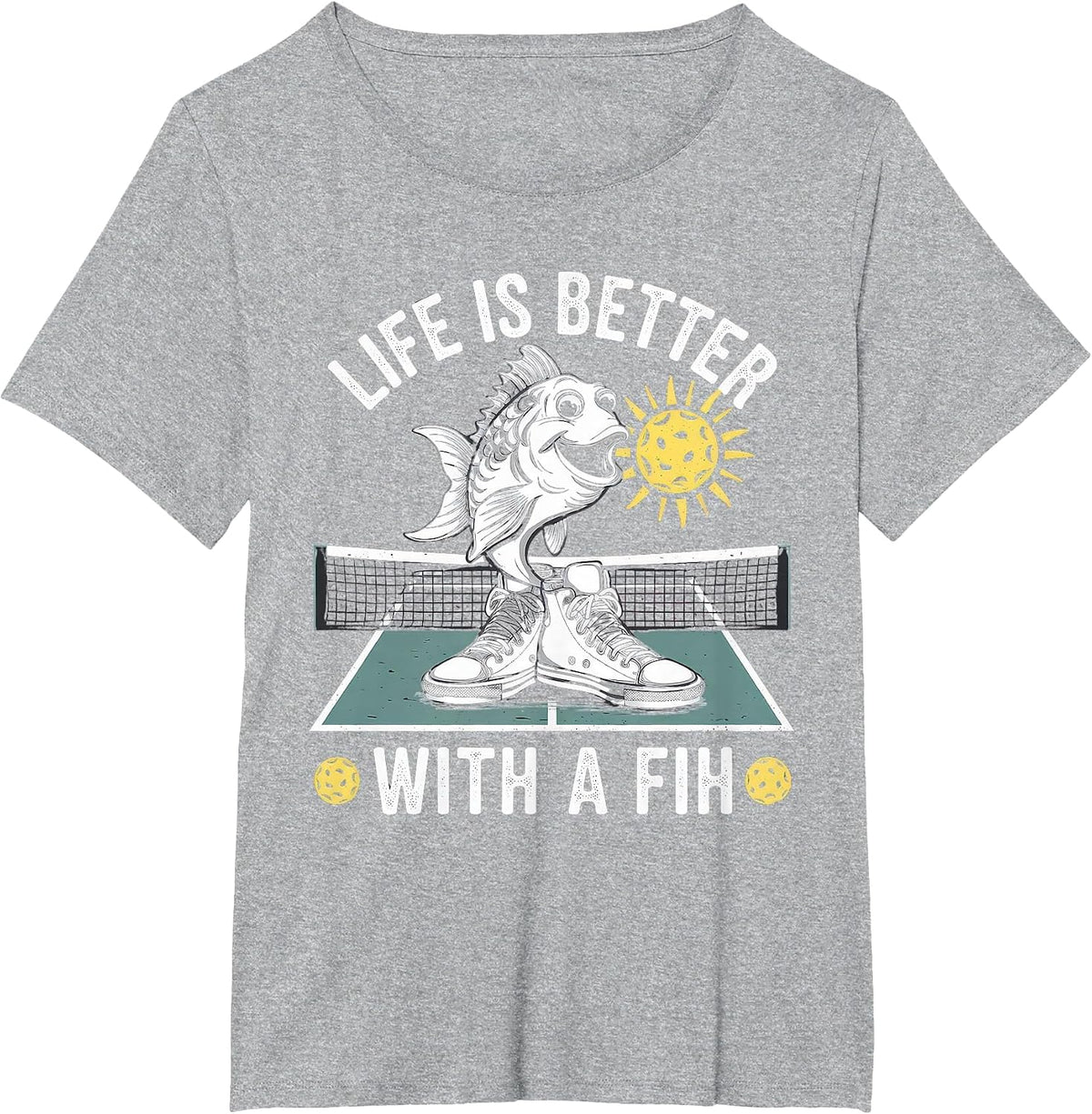 Fih Tshirt Shoes Fish Funny Misspelled Fish Meme Fih Humor T-Shirt - Heather Grey