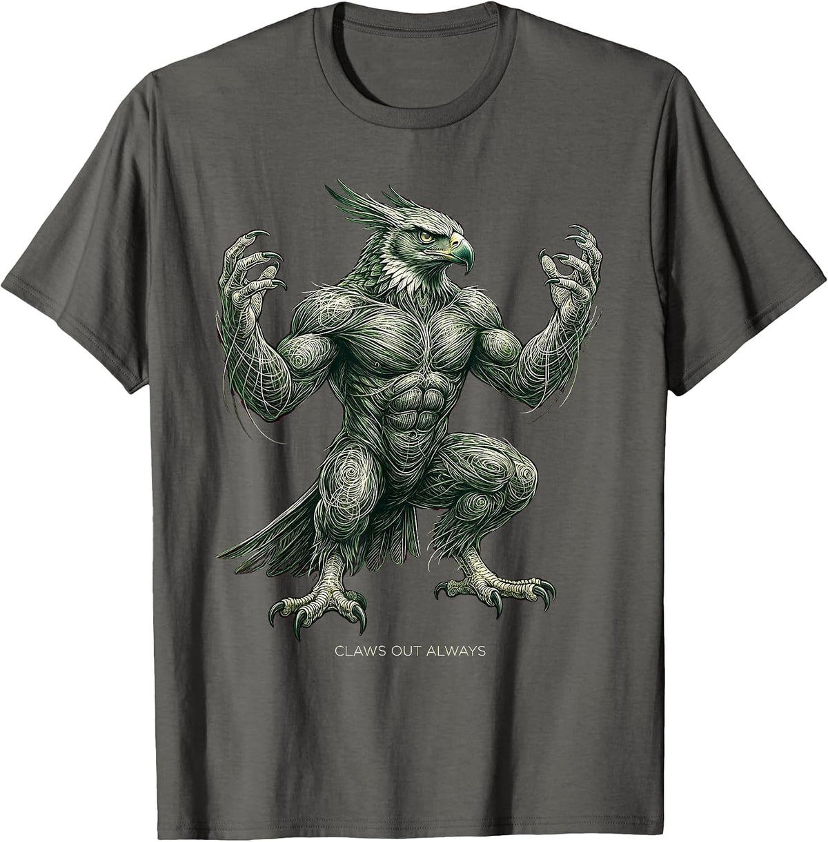 Men's Claws Out Always Fierce Dinosaur Design T-Shirt - Asphalt Grey