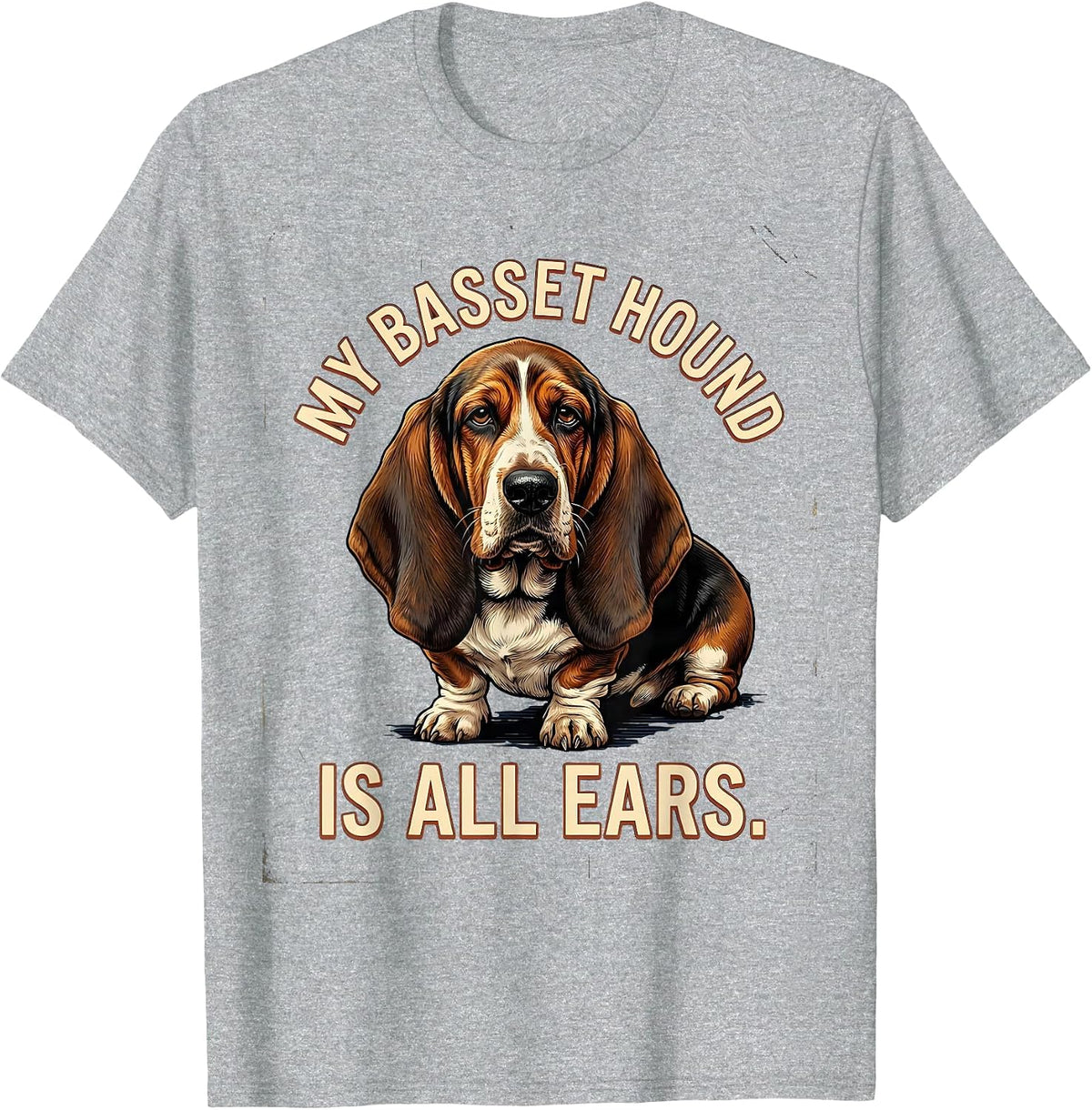 Men's My Basset Hound Is All Ears Funny Vintage Dog Lover Gift T-Shirt - Heather Grey