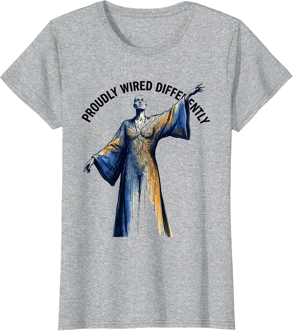 Proudly Wired Differently Autism Awareness Design T-Shirt - Heather Grey
