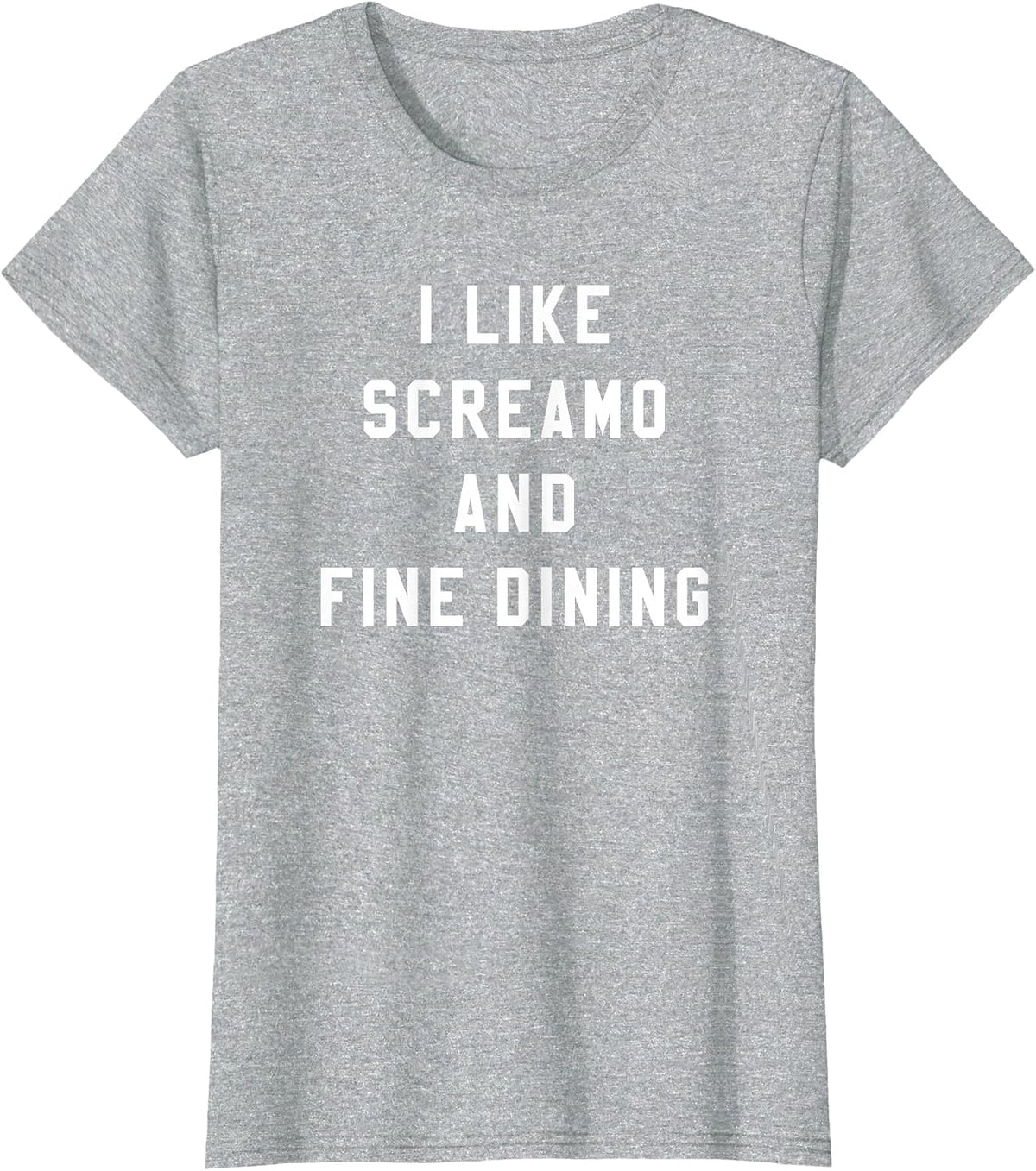 I Like Screamo and FINE Dining Funny Emo Goth Punk Music T-Shirt, Women, Heather Grey, Small - As Pictured