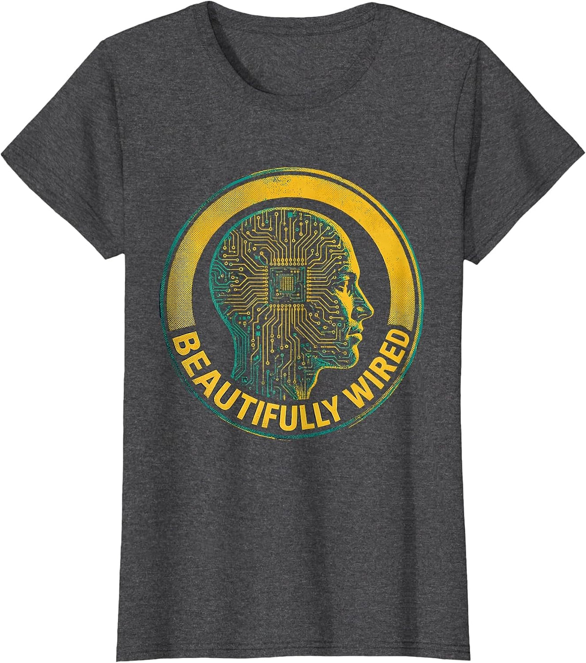 Women's Beautifully Wired Autism Awareness Design T-Shirt - Dark Heather Grey