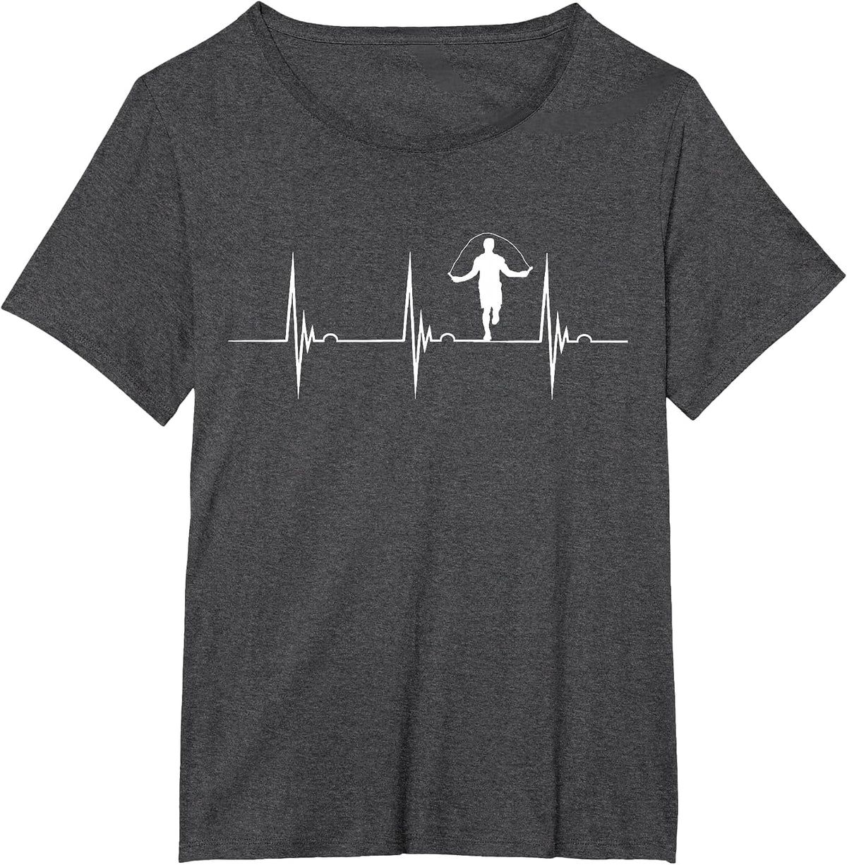 Rope Jumping Heartbeat EKG Pulse Jump Rope Skipping T-Shirt - Dark Heather Grey
