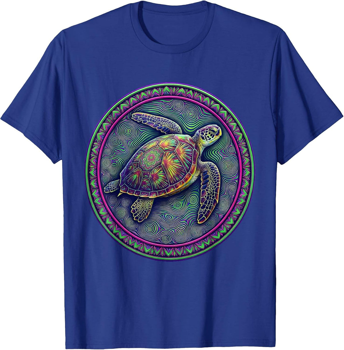 Sea Turtle Sunlit Ocean Peace Graphic T-Shirt - Royal Blue