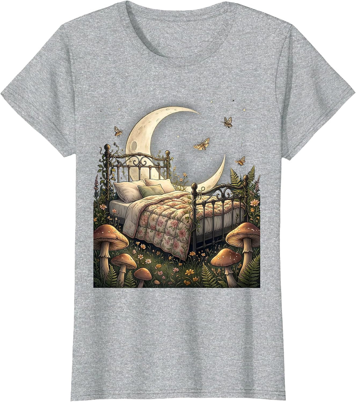 Homebody Stargazer Pajama Night Sky Illustration T-Shirt - Heather Grey