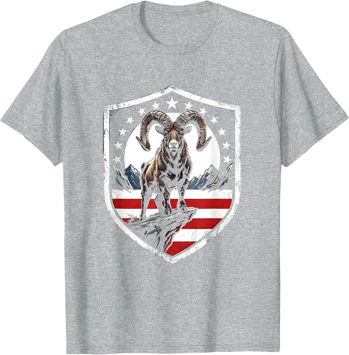 Men's Mountain Goat Cliff Ledge Freedom Long Sleeve T-Shirt - Heather Grey
