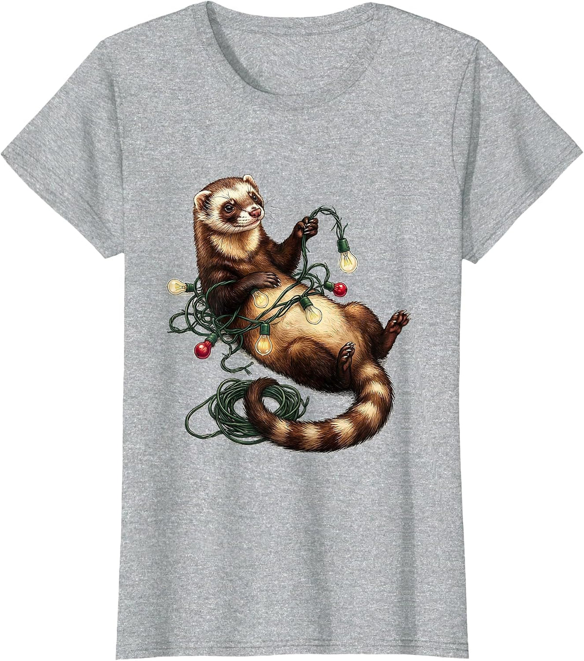 Ferret Under Lights Funny Ferret Lover Gift T-Shirt - Heather Grey