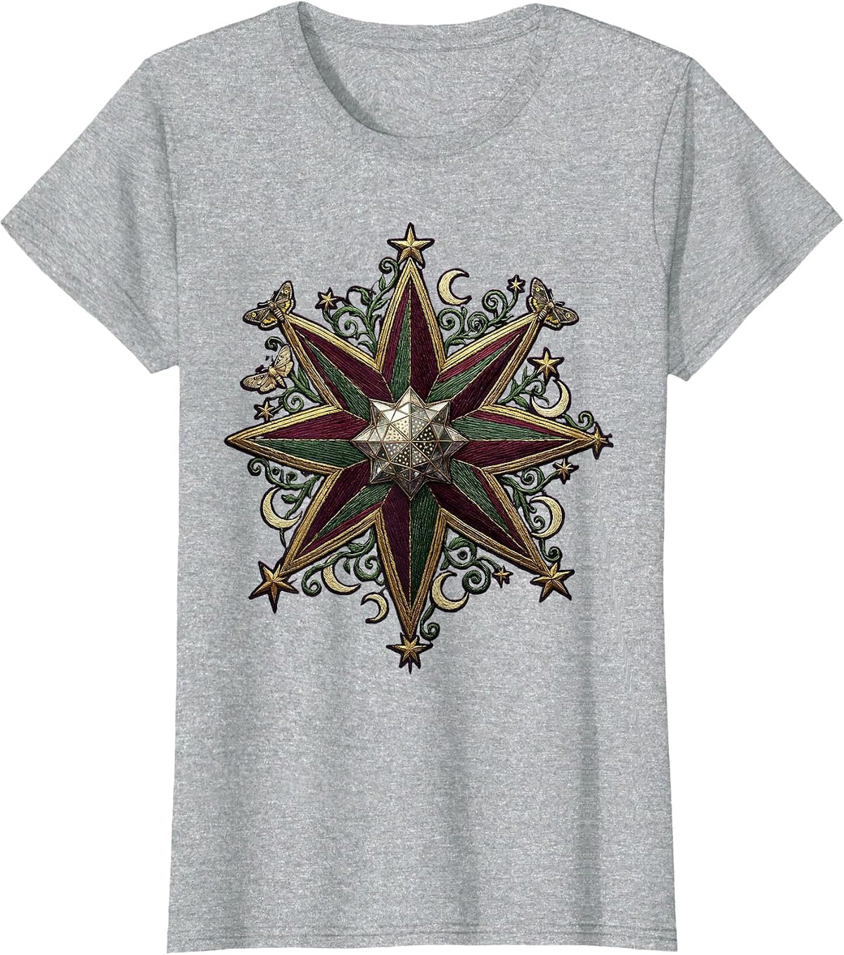 Colorful Supernova Star Explosion Cosmic Art T-Shirt - Heather Grey