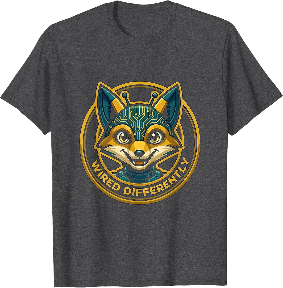 Wired Differently Autism Awareness Design T-Shirt - Dark Heather Grey