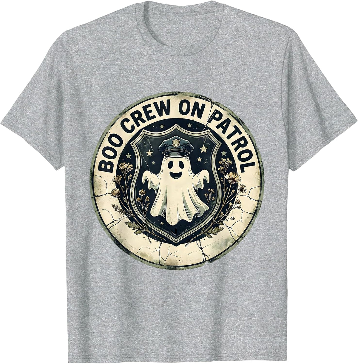 Men's Boo Crew On Patrol Police Officer Halloween T-Shirt - Heather Grey