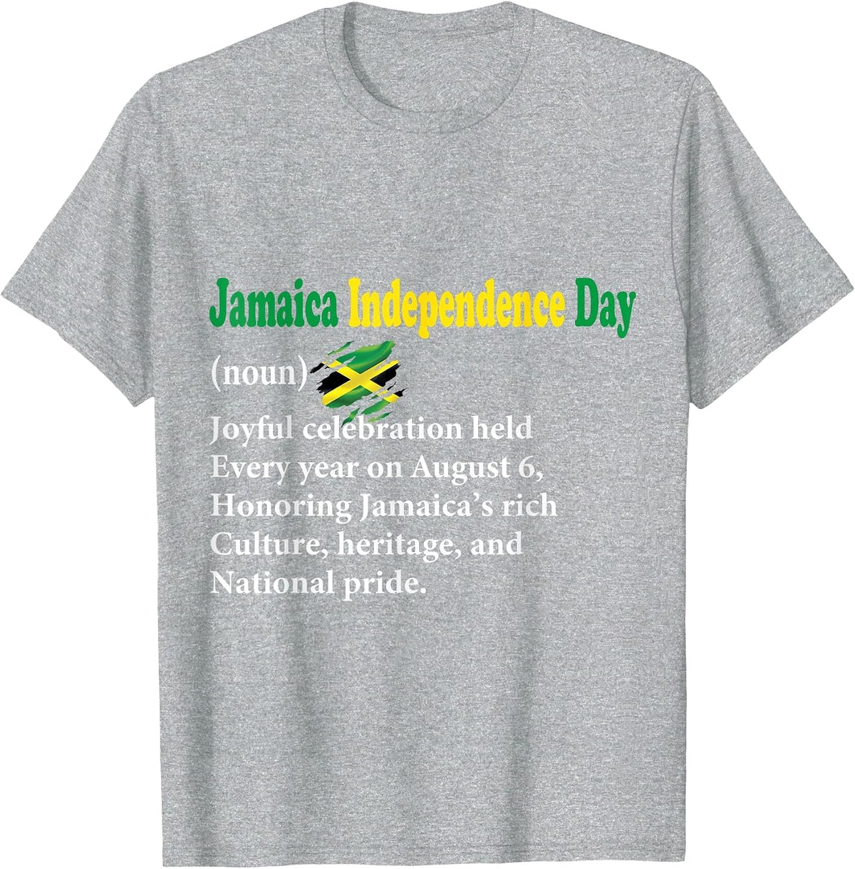 Jamaica Independence Day Definition Noun Proud Jamaican Flag T-Shirt - Heather Grey