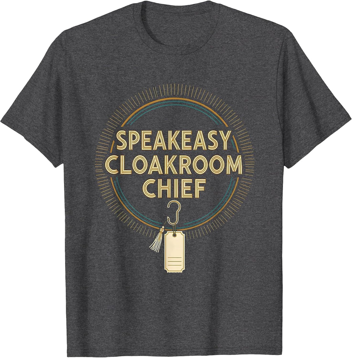 Speakeasy Cloakroom Chief Art Deco Roaring 20s Party T-Shirt - Dark Heather Grey