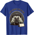 Low Contact By Nature Linocut Hedgehog Humor Gift T-Shirt - Royal Blue