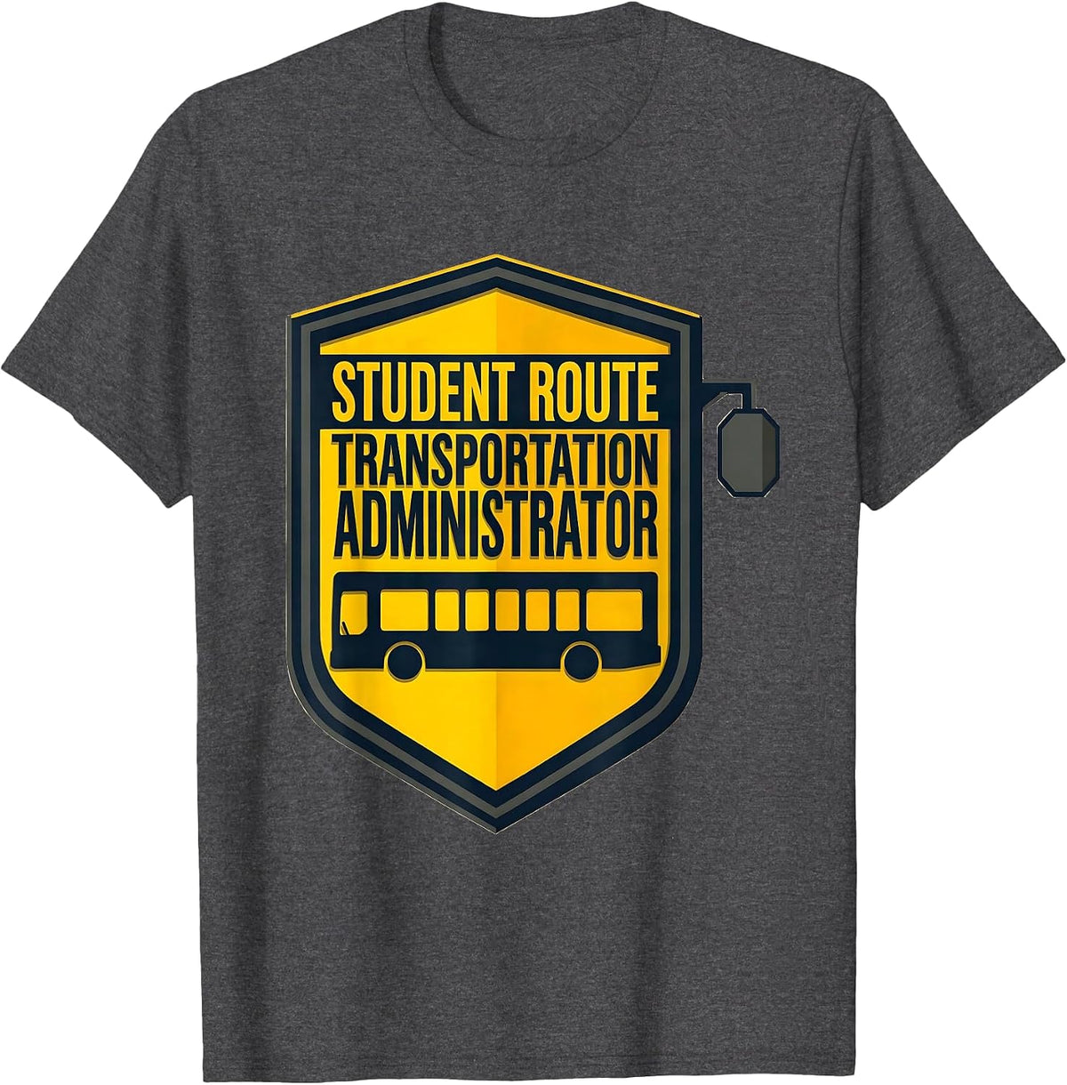 Men's Student Route Transportation Administrator School Bus Driver T-Shirt - Dark Heather Grey