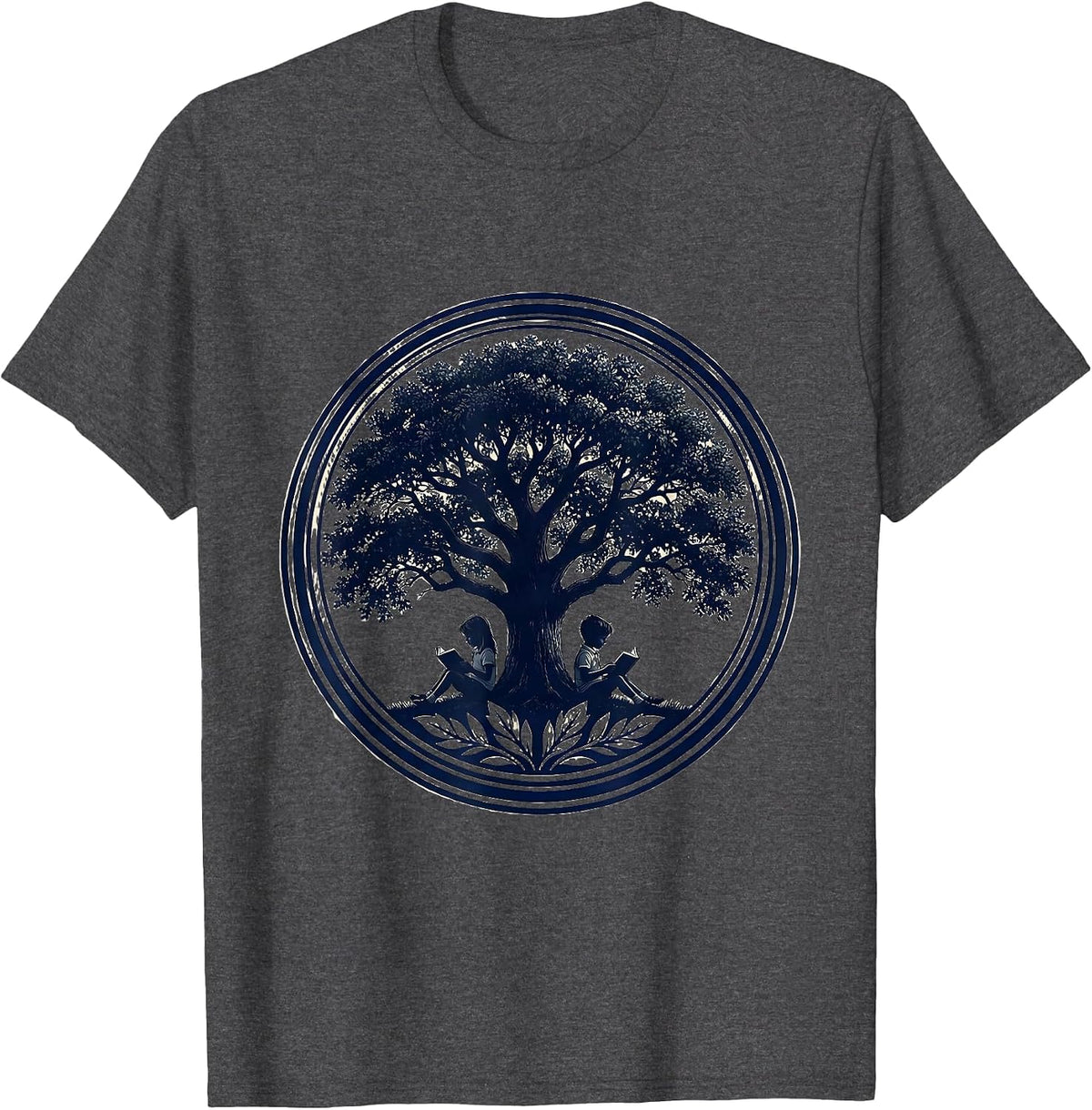 Men's Special Education Reading Tree Illustration T-Shirt - Dark Heather Grey