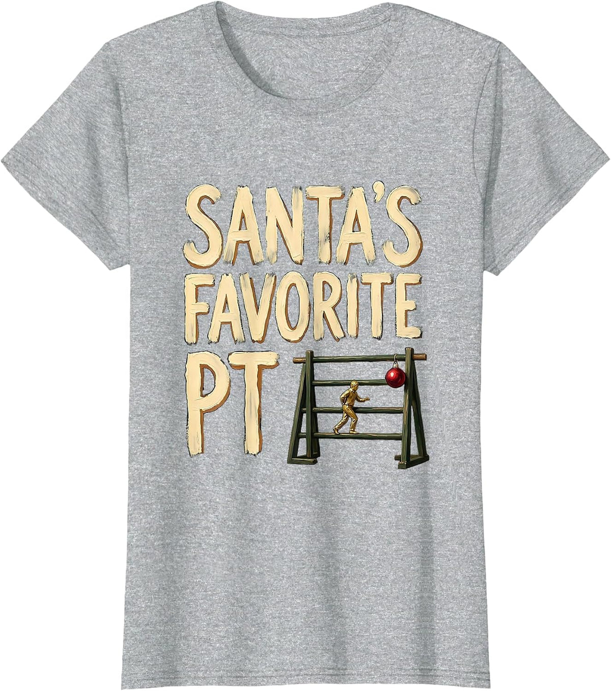 Women's Santa's Favorite PT Funny Physical Therapy Christmas Humor T-Shirt - Heather Grey
