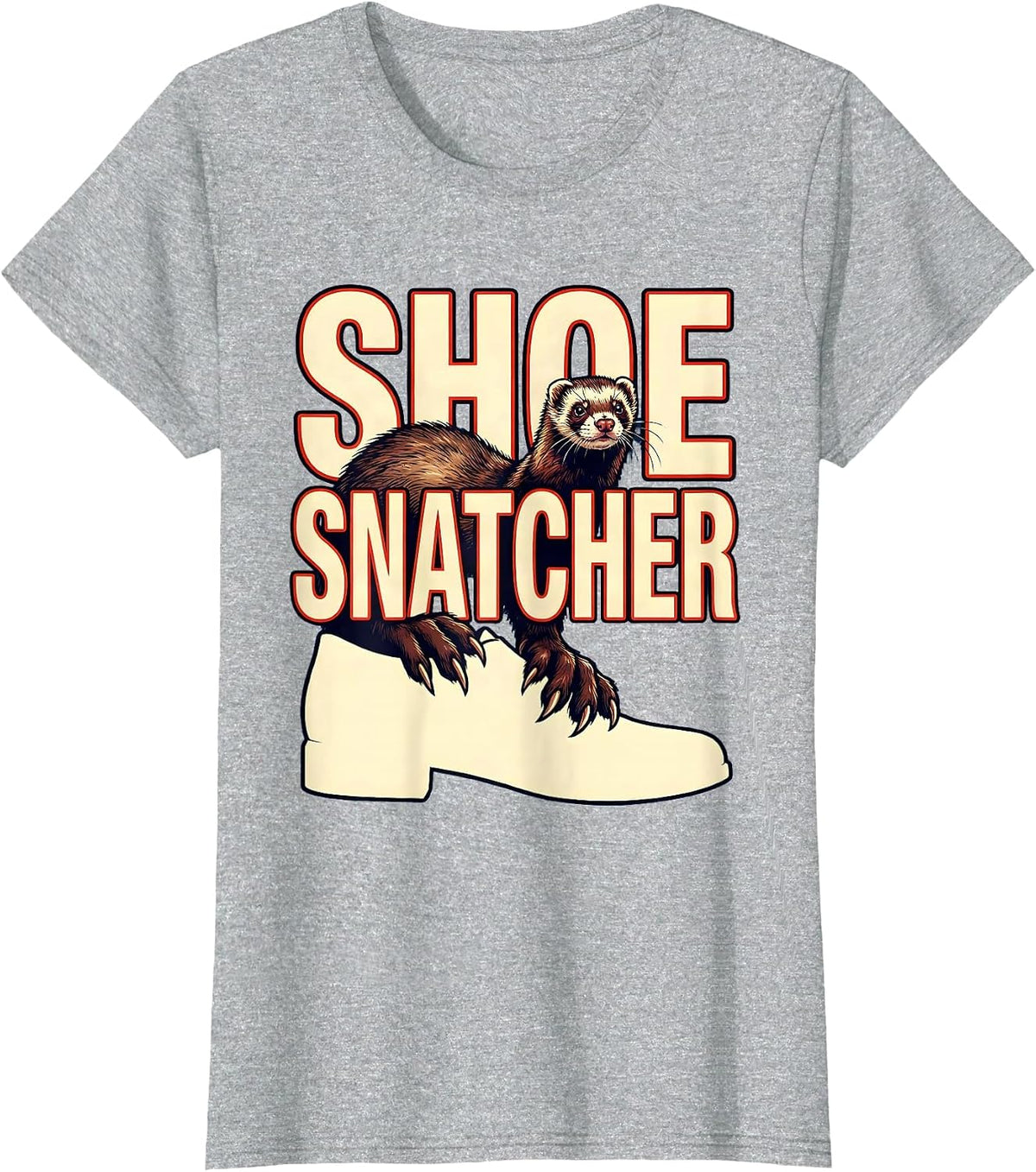 Women's Shoe Snatcher Funny Ferret Lover Gift T-Shirt - Heather Grey
