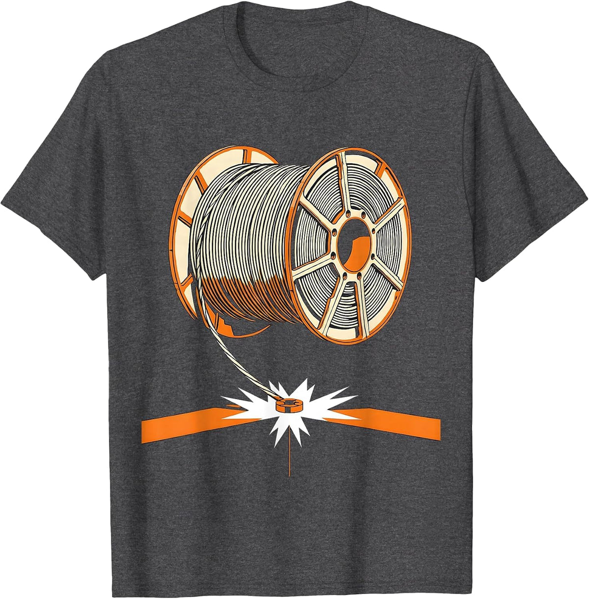 Welding Wire Spool Funny Blue Collar Metal Worker T-Shirt - Dark Heather Grey