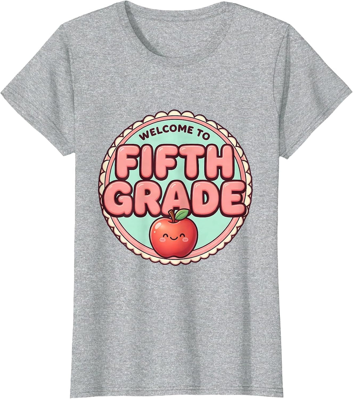 Welcome To Fifth Grade Cute Kawaii Teacher Crew Back T-Shirt - Heather Grey