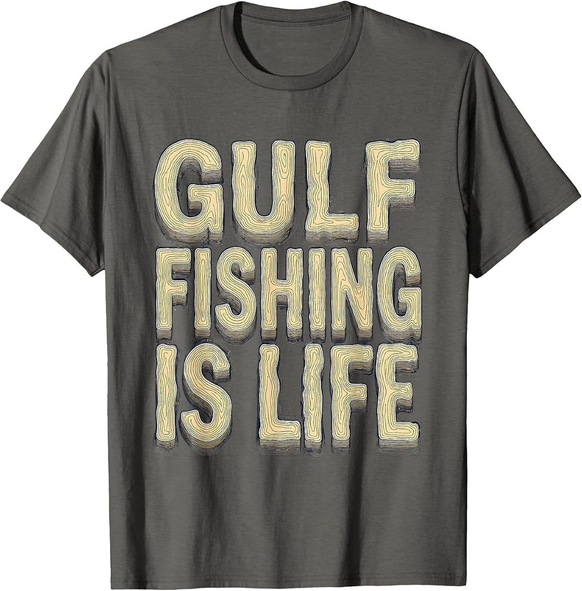 Gulf Fishing Is Life Gulf of Mexico Design T-Shirt - Asphalt Grey