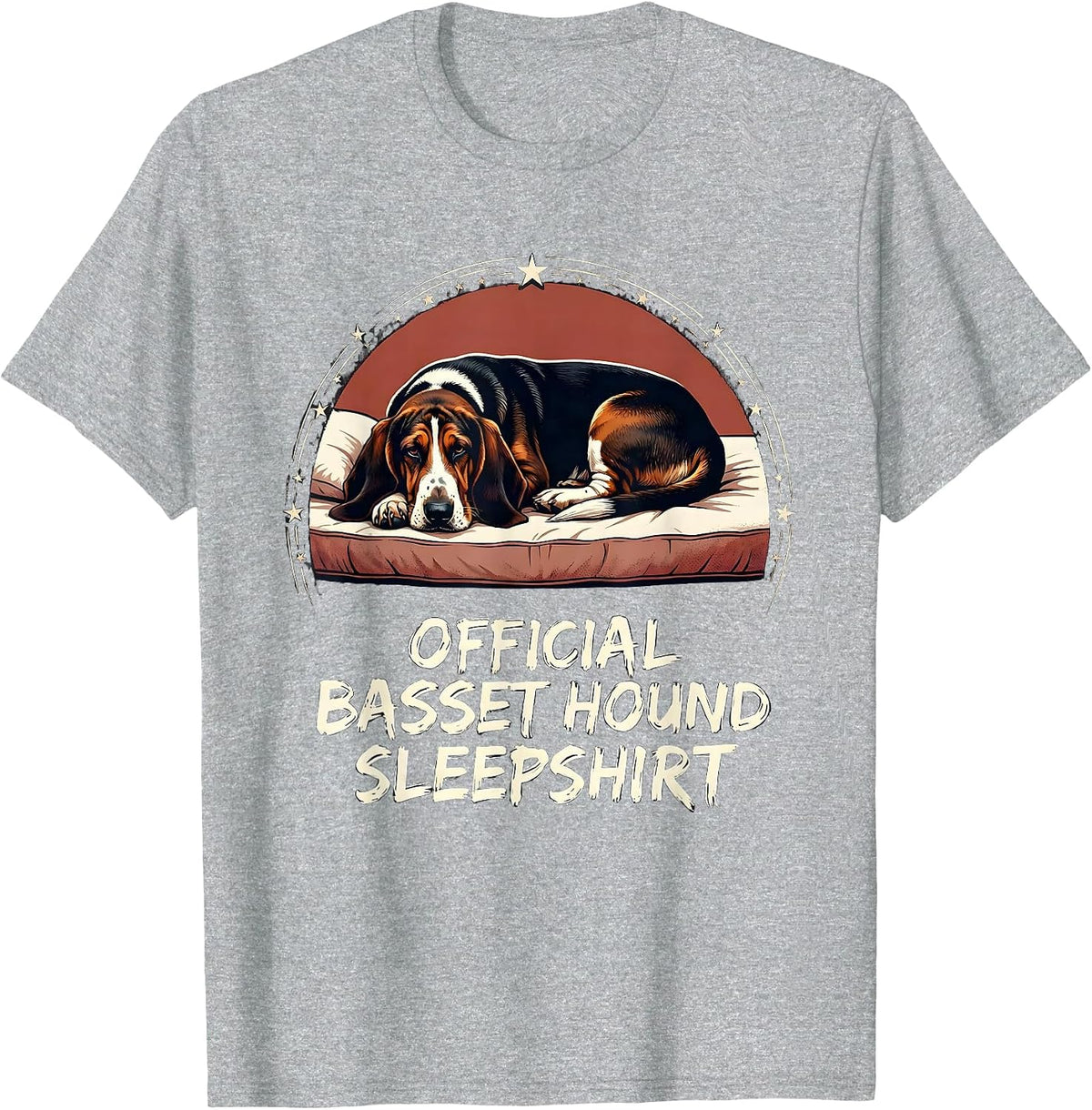 Men's Official Basset Hound Sleepshirt Funny Dog Lover Pajamas T-Shirt - Heather Grey