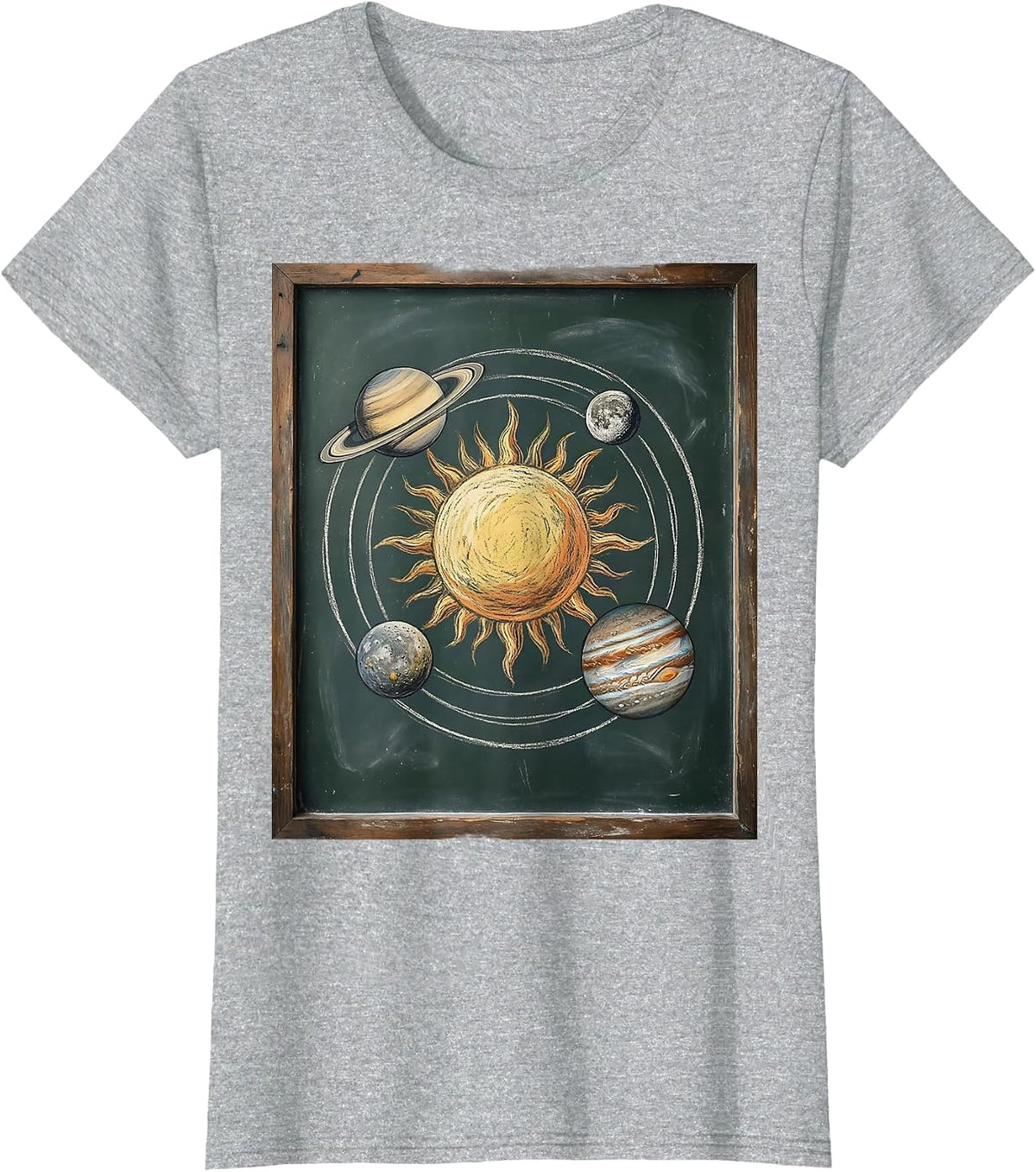 5th Grade Teacher Hand-Drawn Solar System T-Shirt - Heather Grey