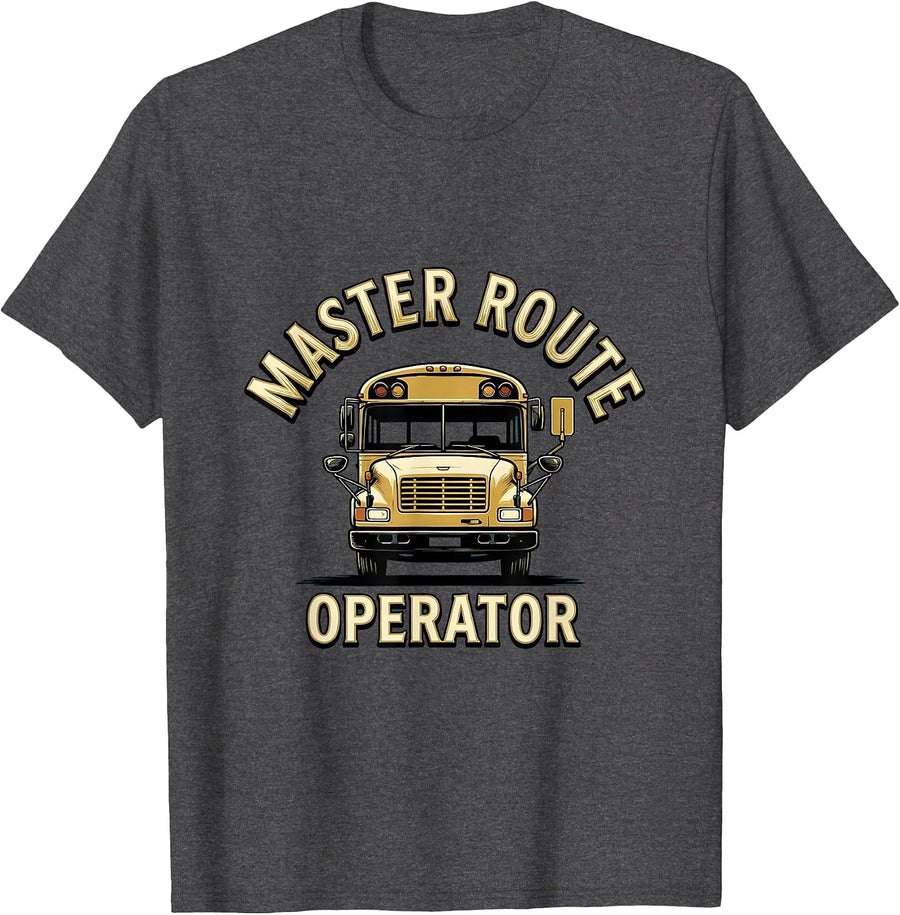 Men's Master Route Operator Funny School Bus Driver Appreciation T-Shirt - Dark Heather Grey
