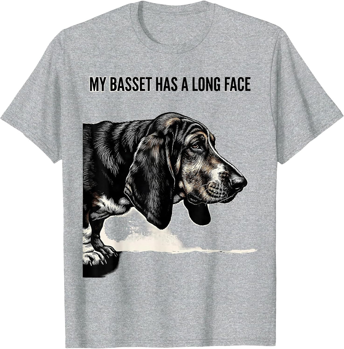 Men's My Basset Has A Long Face Funny Basset Hound Dog Lover Gift T-Shirt - Heather Grey