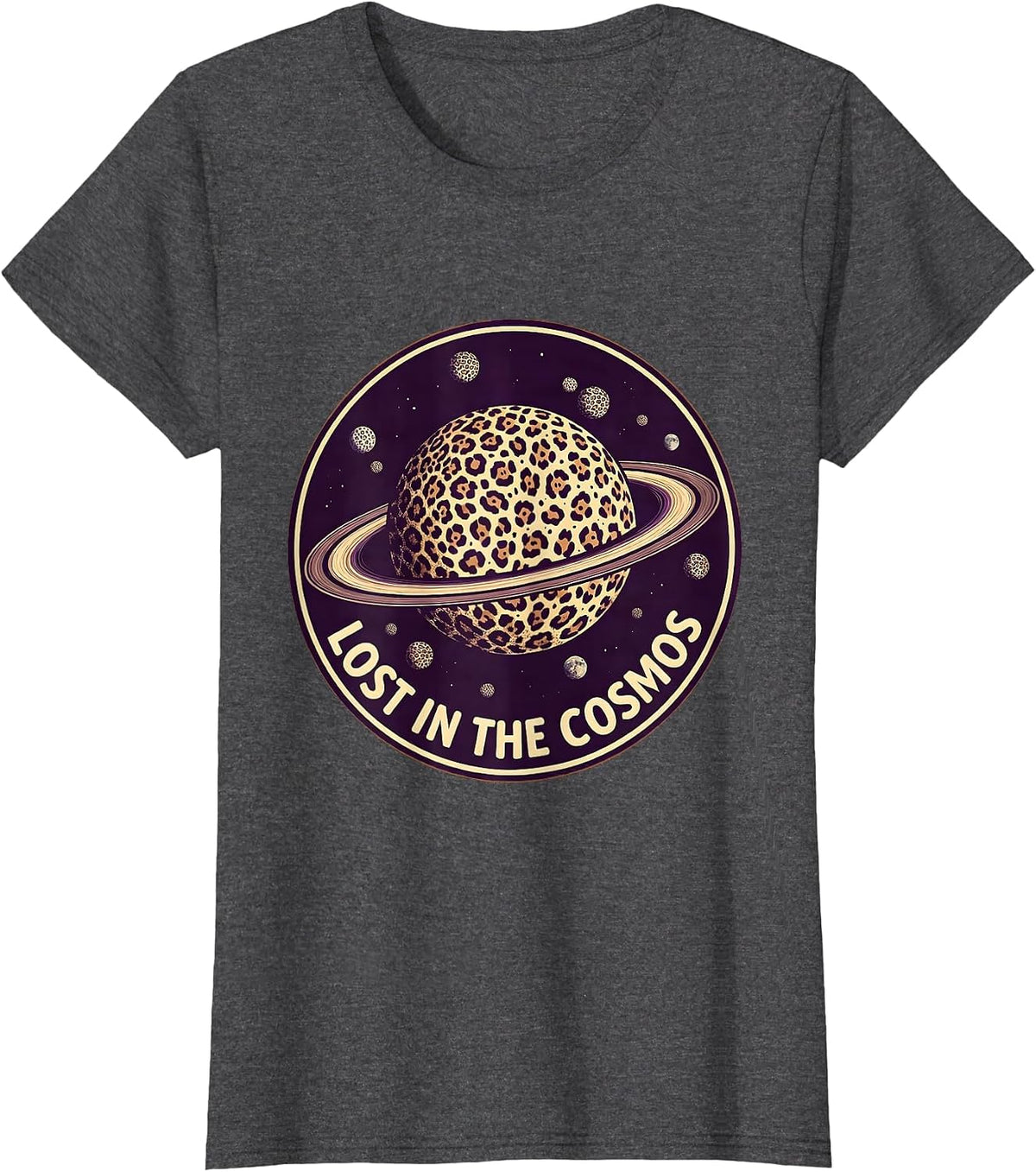 Women's Lost in the Cosmos Galaxy Space Design T-Shirt - Dark Heather Grey