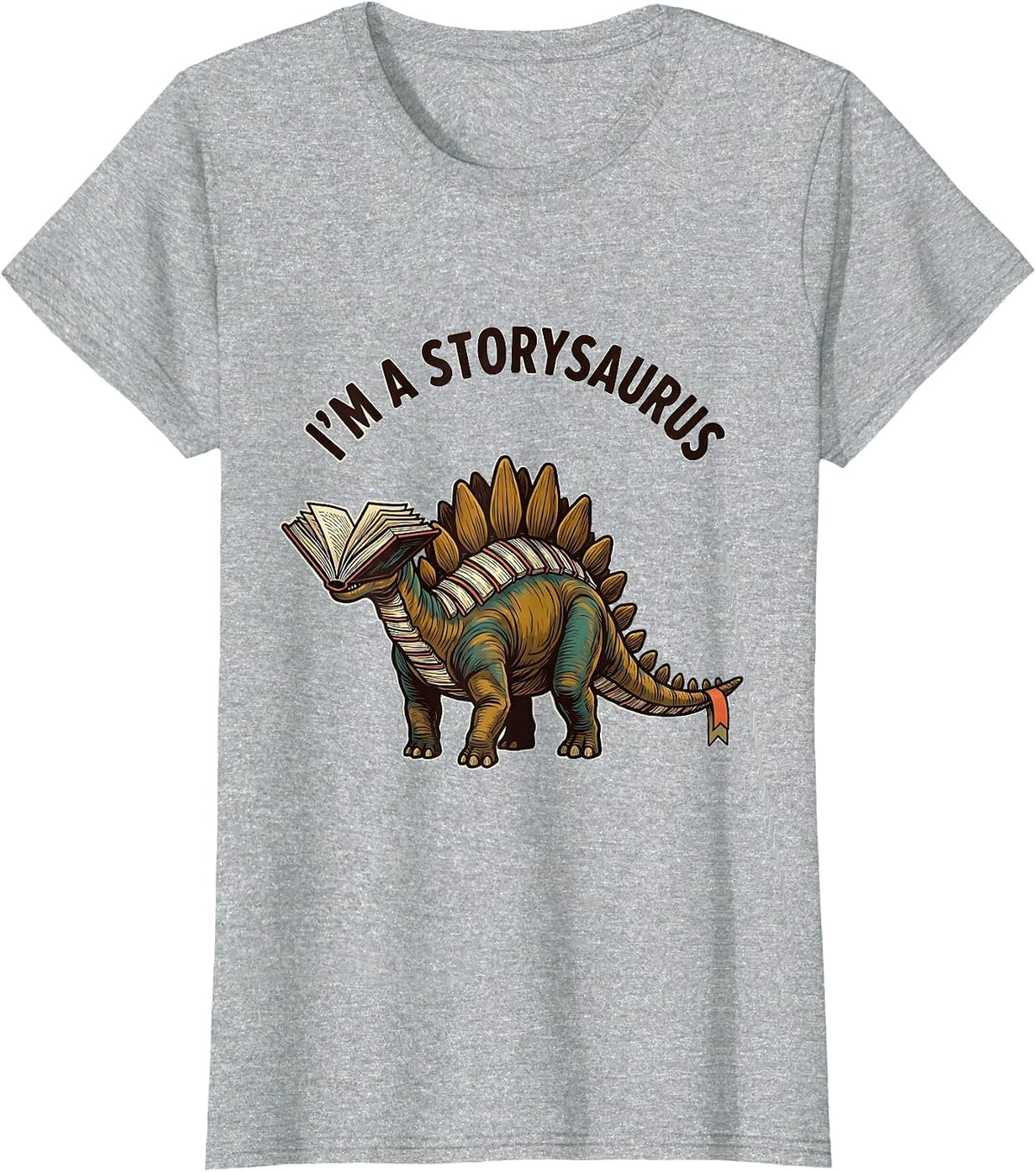 I'm a Storysaurus Funny Dinosaur Bookworm Reading Humor T-Shirt - Heather Grey