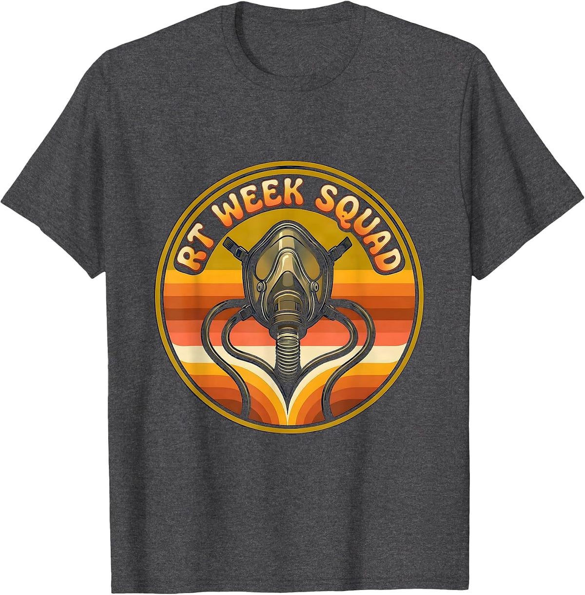 RT Week Squad Retro 70s Respiratory Therapist Care Week T-Shirt - Dark Heather Grey