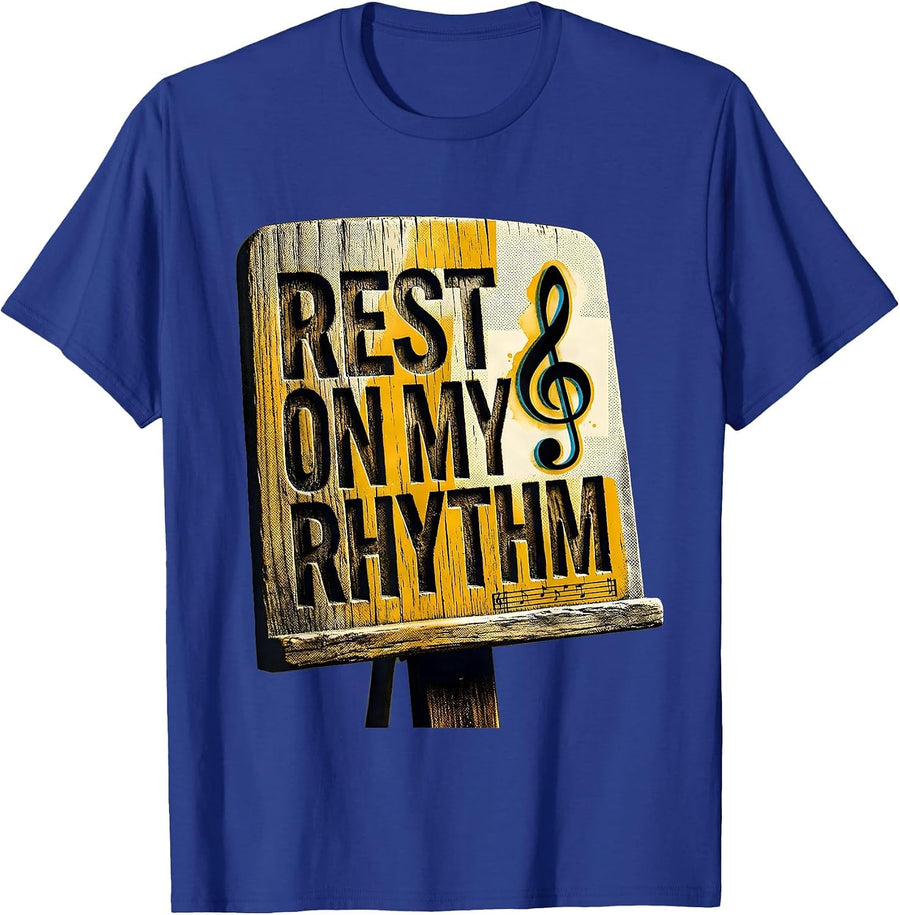 Rest On My Rhythm Vintage Music Teacher Classroom Identity T-Shirt - Royal Blue