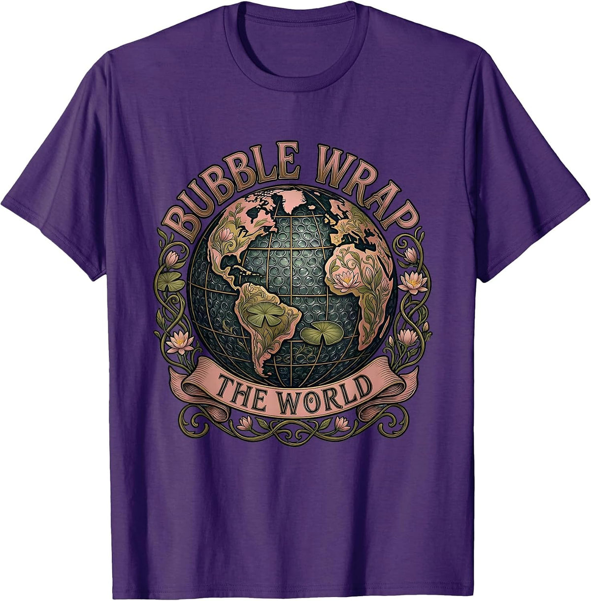 Bubble Wrap The World Daycare Teacher Design T-Shirt - Purple