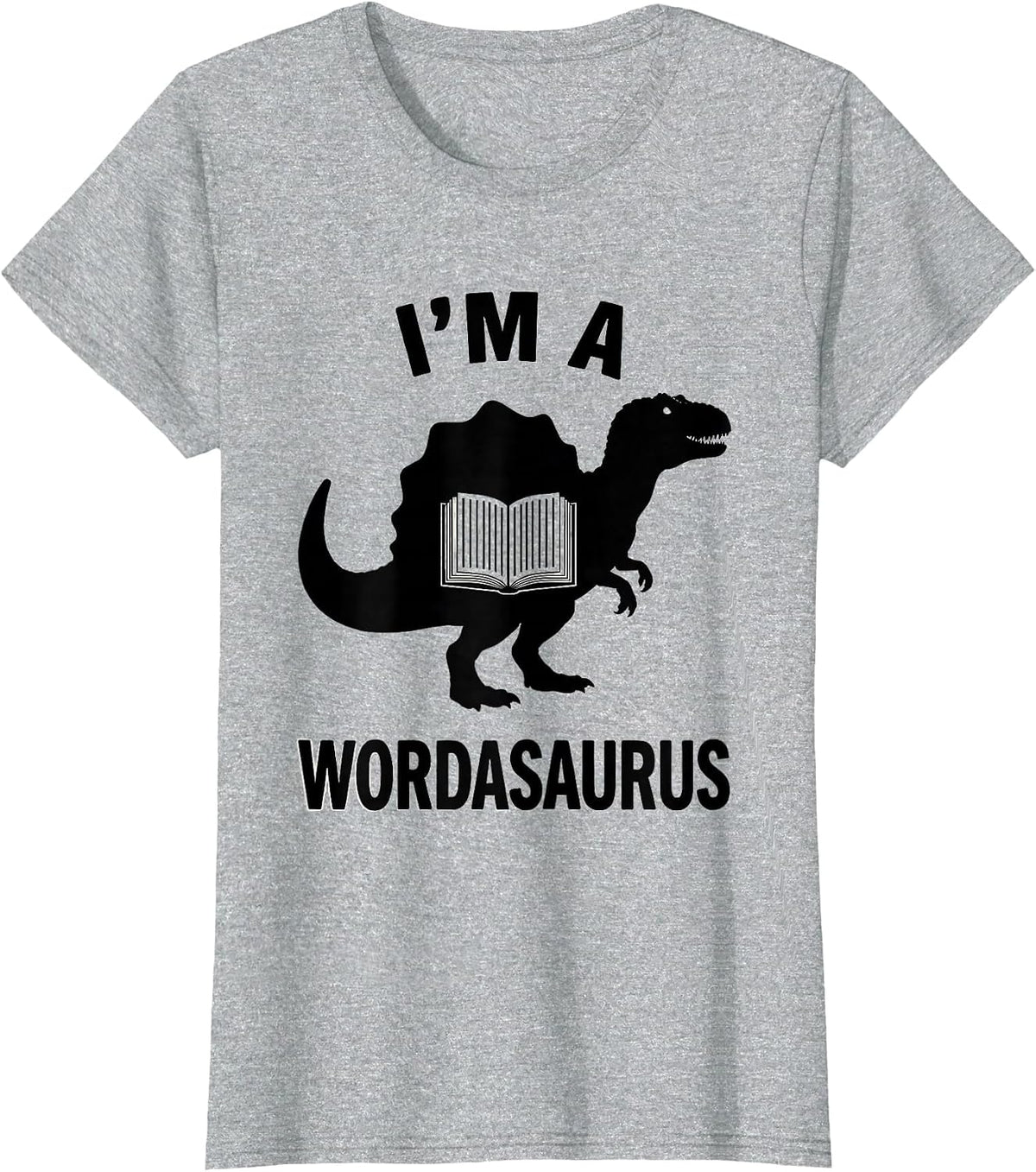 I'm a Wordasaurus Funny Dinosaur Bookworm Summer Reading T-Shirt - Heather Grey