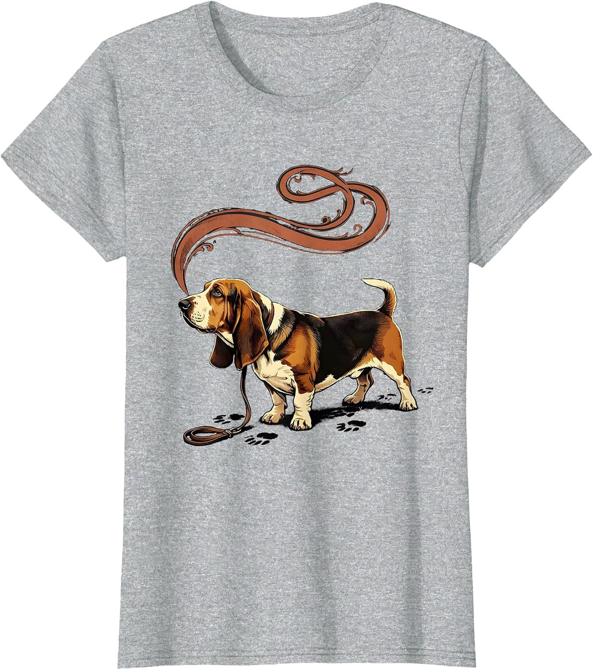 Basset Hound Low-Slung Dog Breed Deadpan Humor T-Shirt - Heather Grey