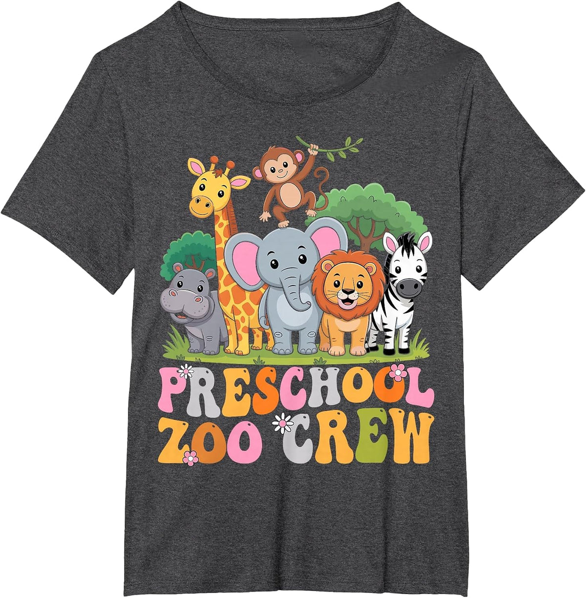 Preschool Zoo Crew Safari Animal Pre-K Teacher Student T-Shirt - Dark Heather Grey