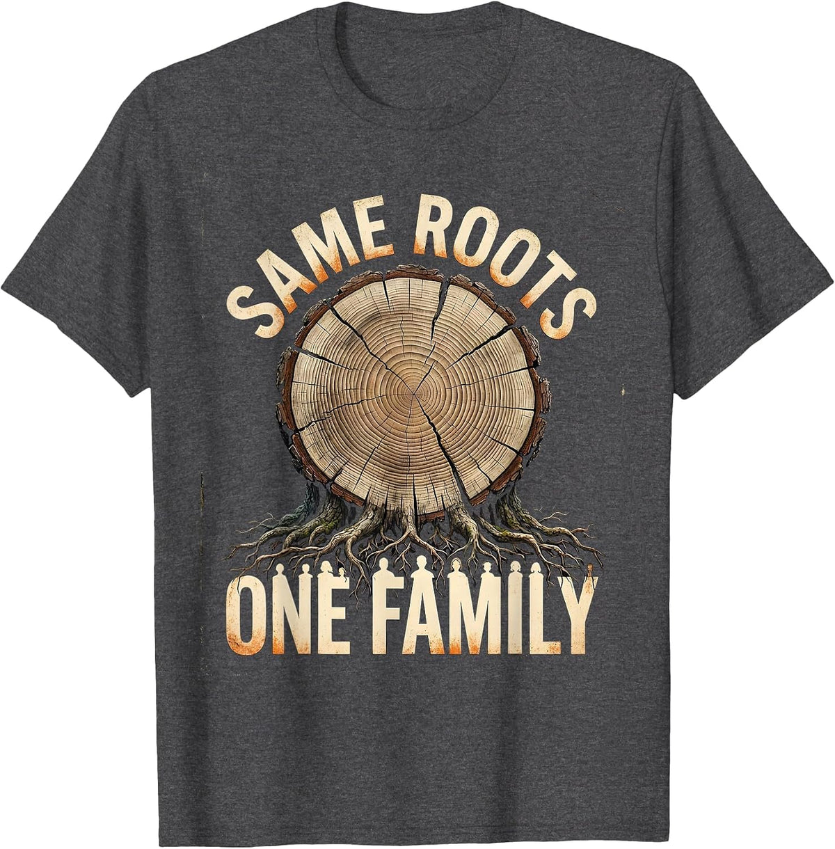 Men's Same Roots One Family Distressed Family Reunion Matching T-Shirt - Dark Heather Grey