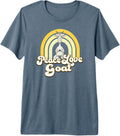 Peace Love Goat - Beige & Yellow, Cute Hippie Yoga Goat Premium Tri-Blend T-Shirt - Slate Grey