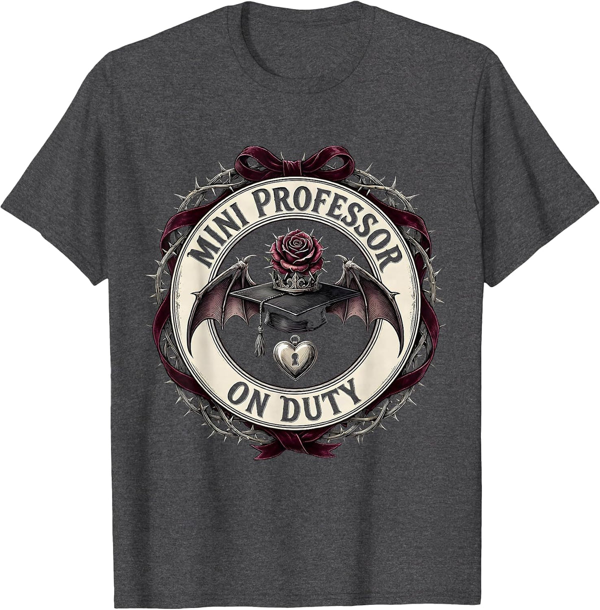 Men's Mini Professor On Duty Kids College Design T-Shirt - Dark Heather Grey