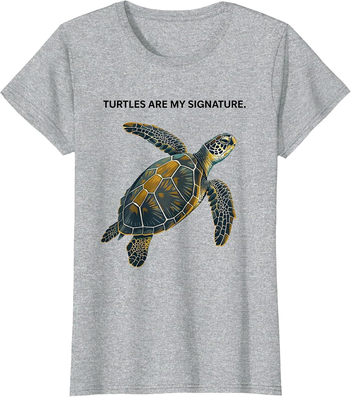 Turtles Are My Signature Midcentury Modern Sea Turtle Lover T-Shirt - Heather Grey