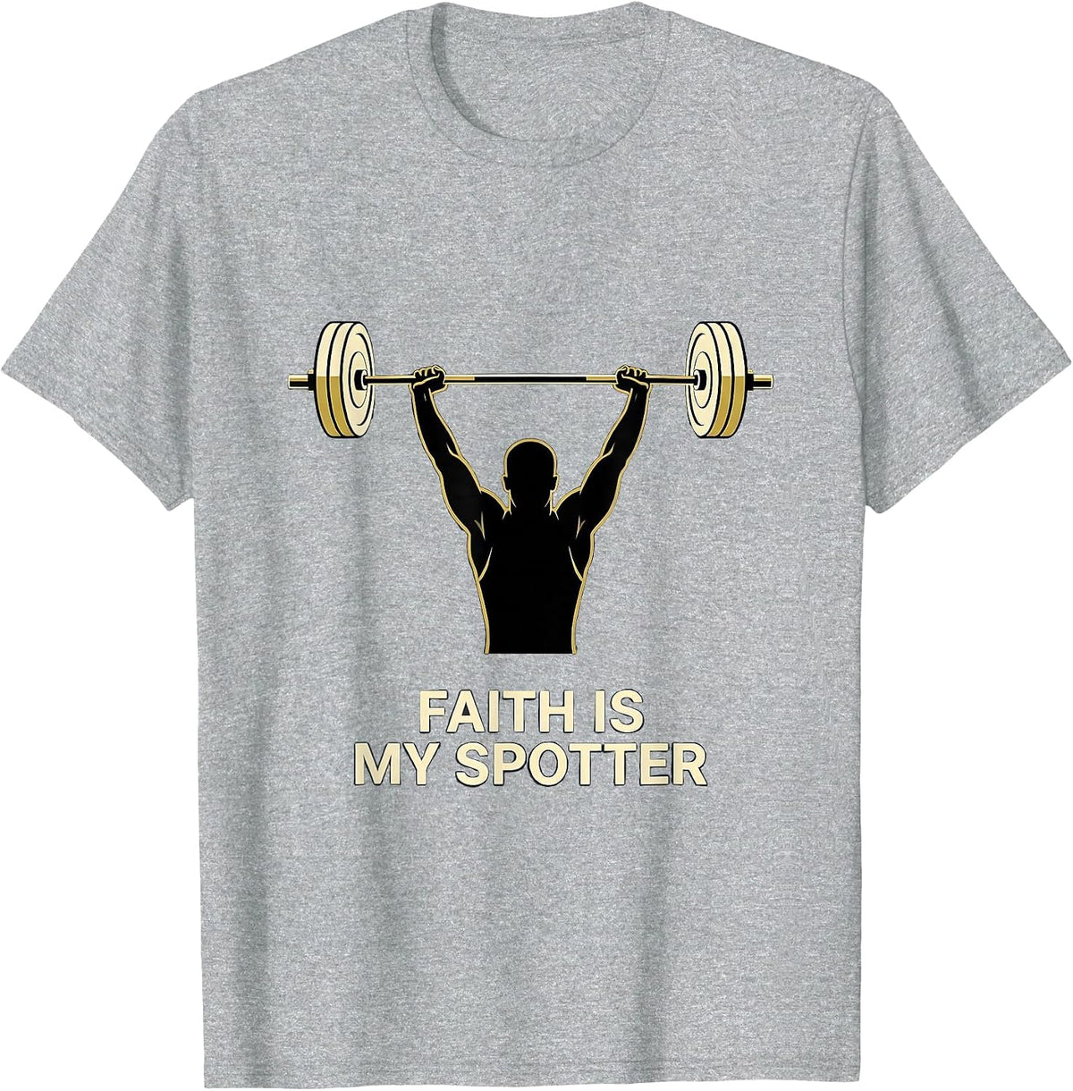 Men's Faith Is My Spotter Funny Christian Gym Weightlifter T-Shirt - Heather Grey