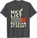 Men's Nice List, Russian at Heart Funny Russian Heritage Holiday T-Shirt - Dark Heather Grey