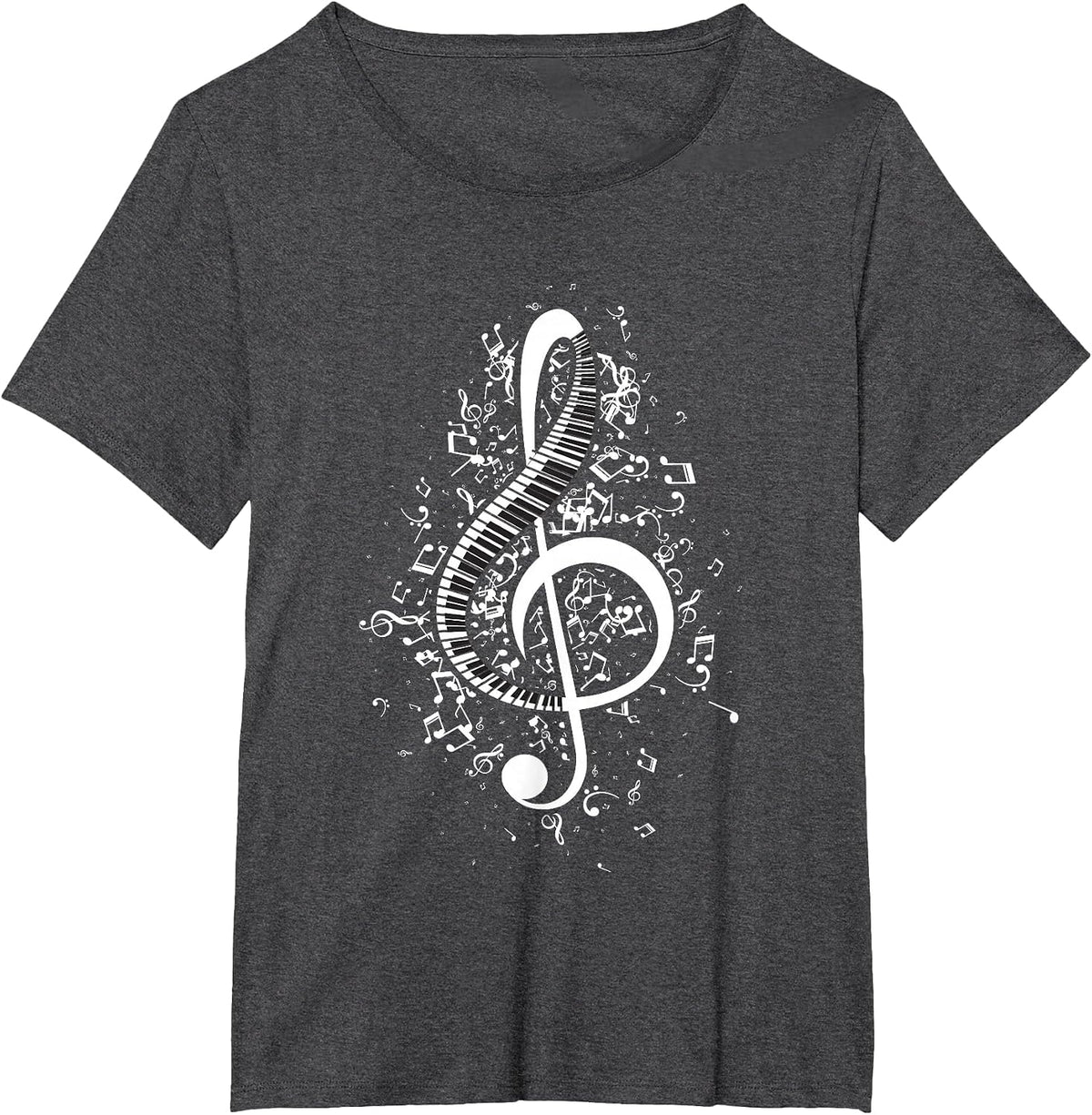 Treble Clef Keys - Piano Player Pianist Classical Music T-Shirt - Dark Heather Grey