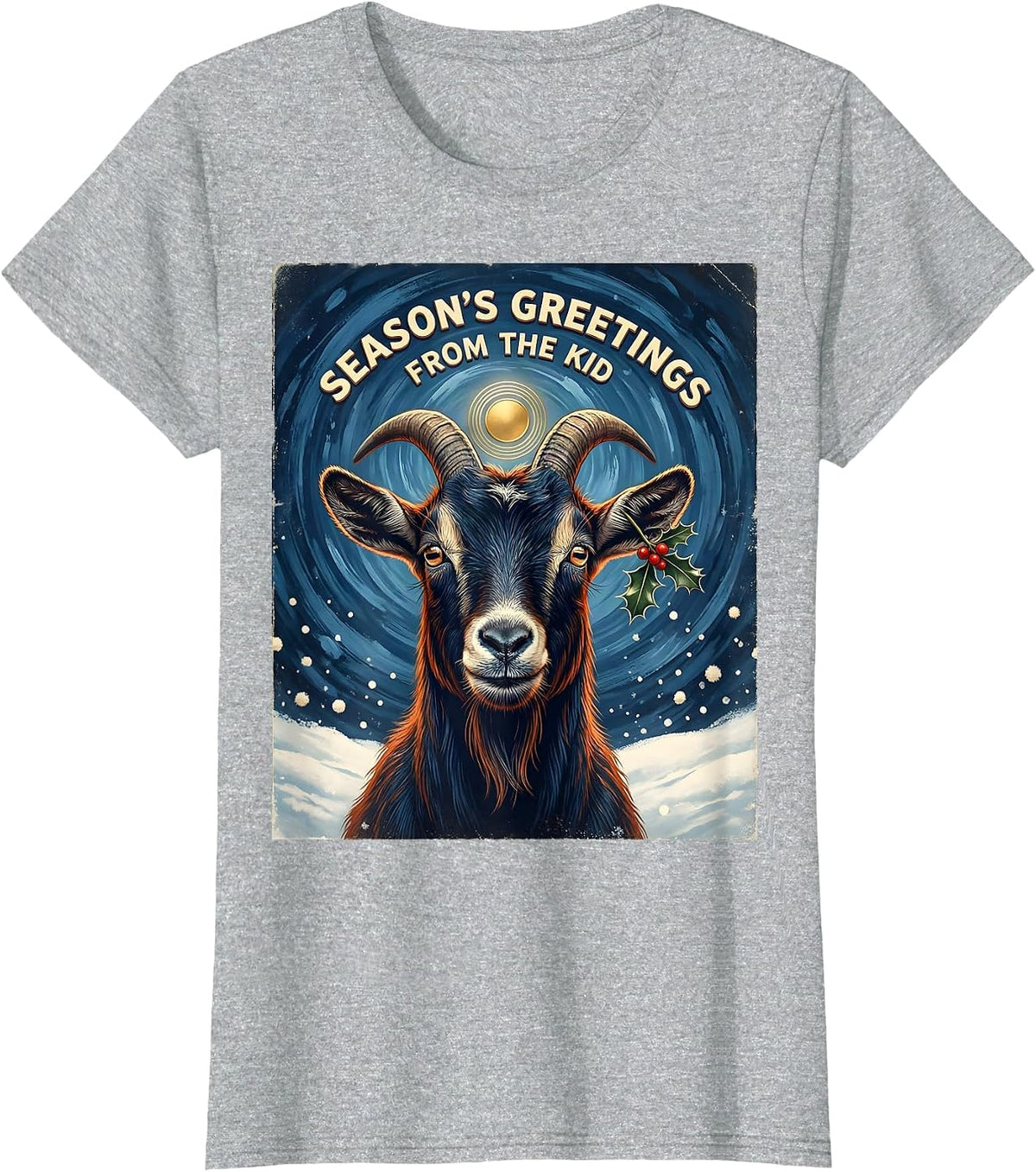 Season's Greetings From The Kid Vintage Holiday Animal Lover T-Shirt - Heather Grey