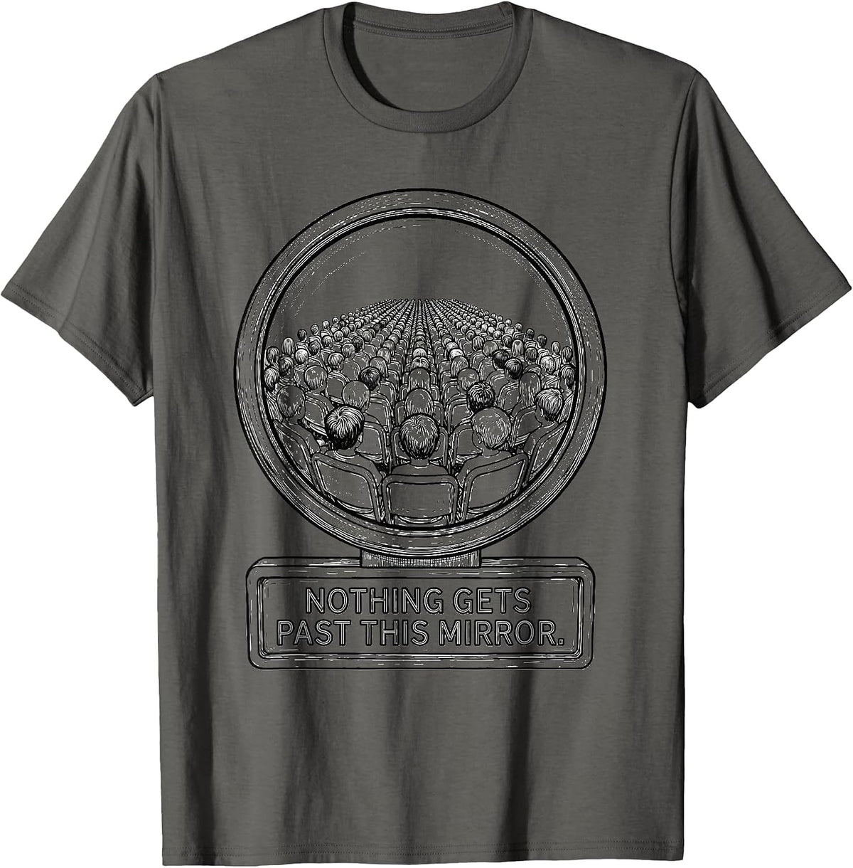 Nothing Gets Past This Mirror Funny School Bus Driver Humor T-Shirt - Asphalt Grey