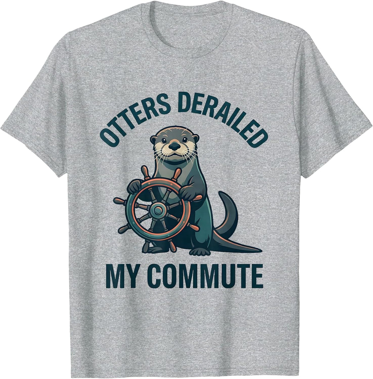Men's Otters Derailed My Commute Funny Otter Lover Gift T-Shirt - Heather Grey